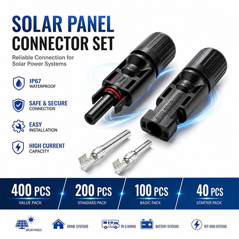 Solar Cable Mc4 Connector - طقم موصلات الألواح الشمسية 600/400/200/100/40/20 قطعة،